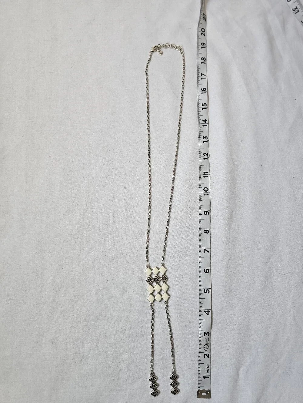Brighton Lanakai Reversible Ladder Necklace White Enamel Silver Retired JL8263